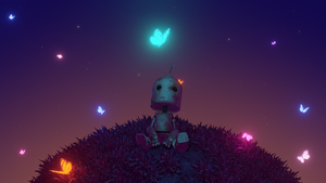 Robot, Butterflies, Alone, Lonely, Loneliness, Dream, Planet, Glowing, 4K wallpaper