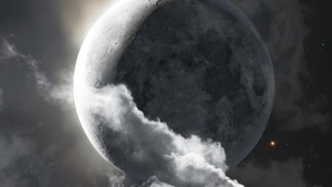 Moon, Clouds, Composition, 4K wallpaper