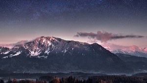 Mountains, Bavaria, Night, Germany, Starry sky, Milky Way, 4K wallpaper