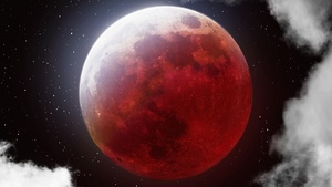 Lunar Eclipse, Blood Moon, Clouds, Stars, Cosmos, Astrophotography, 4K wallpaper