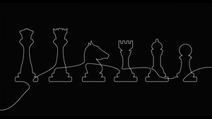 Chess pieces, Outline, Minimal art, King (Chess), Knight (Chess), Pawn (Chess), Rook (Chess), Bishop (Chess), 4K wallpaper