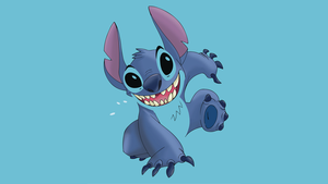 Stitch, Cyan background, Cartoon, 4K wallpaper