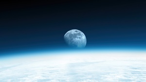 Moon, Horizon, Earth, International Space Station, Atmosphere, Astronomy, 4K wallpaper