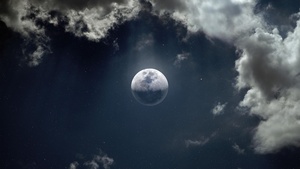 Moon, Clouds, Stars, 4K wallpaper