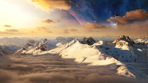 Swiss Alps, Aesthetic, Alps mountains, Switzerland, Clouds, Surreal, Scenic, Astronomy, 4K wallpaper