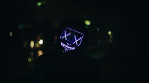 Man, LED mask, Anonymous, Dark background, 4K wallpaper