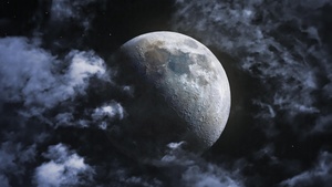 Moon, Lunar craters, Clouds, Astrophotography, Night, Dark, HDR, 4K wallpaper