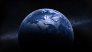 Earth, Milky Way, Astronomy, Digital composition, Dark background, Dark blue, 4K wallpaper