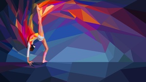 Gymnast, Illustration, Low poly, 4K wallpaper