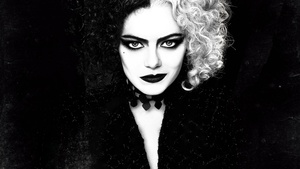 Emma Stone, Cruella, 2021 Movies, Black background, Monochrome, Black and White, 4K wallpaper