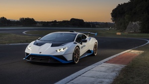 Lamborghini Huracán STO, Sunset, Sports cars, 2021, 4K wallpaper