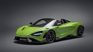 McLaren 765LT Spider, Grey background, Supercars, Convertible, 2021, 4K wallpaper