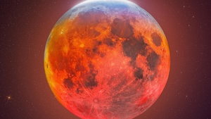 Blood Moon, Lunar Eclipse, Composition, 4K wallpaper