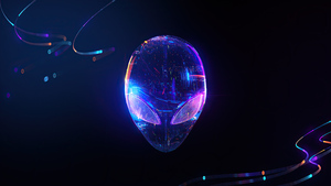 Alienware, Logo, Neon, Skull, Alien, Dark background, Dark aesthetic, 4K wallpaper