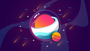 Galaxy, Solar system, Planets, Cosmos, Digital illustration, Colorful, Aesthetic, 4K wallpaper