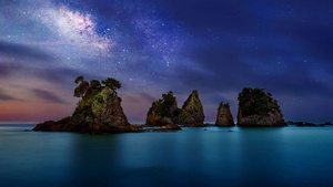 Milky Way, Dawn, Night, Sunset, Japan, 4K wallpaper