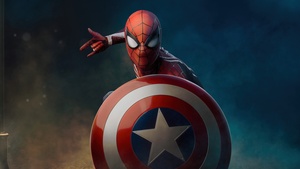 Spider-Man, Captain Americas shield, Marvel Superheroes, Spiderman, 4K wallpaper