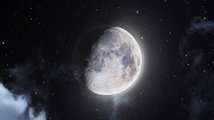 , Full moon, Stars, Cosmos, Clouds, Astrophotography, 4K wallpaper