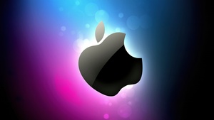 Glowing, Apple logo, Gradient background, Colorful background, 4K wallpaper