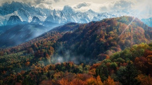 Alps mountains, Autumn, Snow covered, Mountain range, Europe, Cloudy, Landscape, Scenery, Daytime, 4K wallpaper