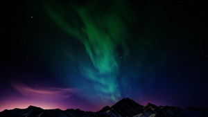 Aurora Borealis, Scenic, Northern Lights, Mountain range, Night time, Starry sky, Landscape, 4K wallpaper