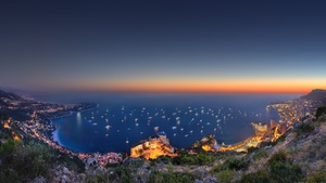 Monaco Yacht Show, City lights, Seascape, Skyline, Horizon, Long exposure, Sunset, Dusk, Aerial view, 4K wallpaper