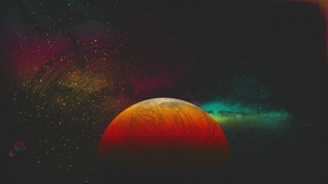 Red planet, Digital Art, Milky Way, Stars, Colorful, 4K wallpaper