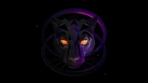 Panther, Scary, Glowing eyes, Low poly, Dark background, 4K wallpaper