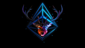 Reindeer, Low poly, Artwork, Black background, AMOLED, 4K wallpaper