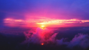 Sunset, Dusk, Cloudy Sky, Pink sky, Aerial view, Scenery, 4K wallpaper