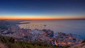 Monaco Yacht Show, Monaco City, Cityscape, City lights, Aerial view, Horizon, Sunrise, Seascape, Boats, Skyscrapers, HDR, Ocean, 4K wallpaper
