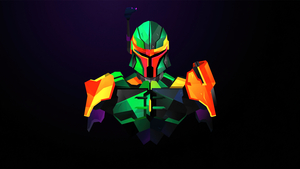 Boba Fett, Star Wars, Dark background, Low poly, 4K wallpaper