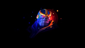 Thanos, Marvel Comics, AMOLED, Black background, Artwork, Low poly, 4K wallpaper