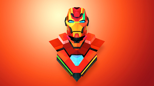 Iron Man, Illustration, Marvel Superheroes, Orange background, Marvel Comics, Low poly, 4K wallpaper