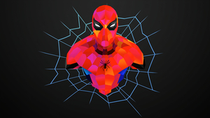 Spider-Man, Low poly, Marvel Superheroes, Dark background, Spiderman, 4K wallpaper