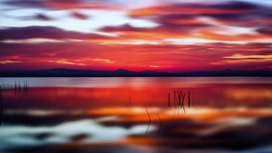 Sunset, Lake, Reflection, Beautiful, Long exposure, Landscape, Scenery, 4K wallpaper