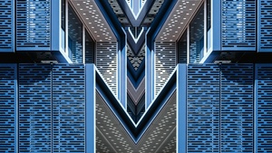 Architectural Design, Blue, Building, Symmetrical, Pattern, 4K wallpaper