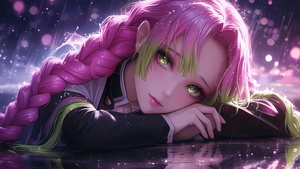 Mitsuri Kanroji, Jujutsu Kaisen, Pink aesthetic, Pink hair, Sad face, 4K wallpaper
