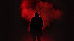 Person Silhouette, Dark Place, Hoodie, Dark red, 4K wallpaper