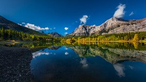 Wedge Pond, Canada, Clear sky, Reflection, Mountains, Green Trees, Landscape, Scenery, 4K wallpaper