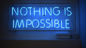 Nothing is Impossible, Neon sign, Blue light, Motivational, 4K wallpaper