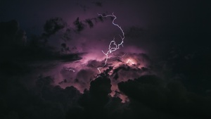 Lightning Strike, Stormy Clouds, Dark Sky, Natural Phenomena, 4K wallpaper