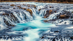 Iceland, River Stream, Blue Water, Landscape, Scenery, Famous Place, Long exposure, Beautiful, 4K wallpaper