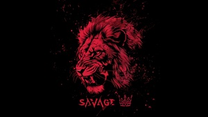 Lion, Dark red, Artwork, AMOLED, Black background, 4K wallpaper
