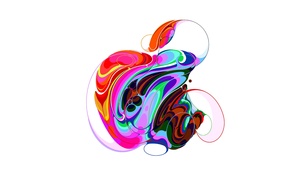 Apple, Liquid art, Logo, Colorful, White background, Apple Event, 4K wallpaper