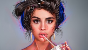 Selena Gomez, Digital Art, American singer, Artwork, Portrait, 4K wallpaper