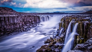 Iceland, Landscape, River Stream, Long exposure, Tourist attraction, Travel, Rocks, Cliffs, Evening, Scenery, 4K wallpaper