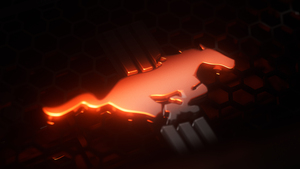 Ford Mustang, 3D logo, Dark aesthetic, Glowing, 4K wallpaper