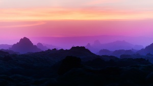 Silhouette Mountain, Mountain range, Sunrise, Dawn, Purple sky, Landscape, Scenery, 4K wallpaper