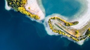 Heart Shaped Lake, Aerial view, Netherlands, Tropical, Birds eye, Blue Water, 4K wallpaper